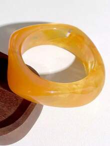 1 chiếc vòng tay cong bằng nhựa acetate họa tiết hình học, kiểu dáng mùa hè nhuộm tie-dye, không đối xứng, thời trang và đa năng dành cho nữ. - vòng đeo tay - Xem 10