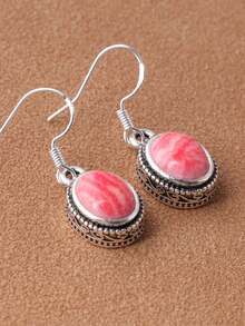 1 Pair Faux Red Jasper Earrings, Multiple Colors Available - Rhodochrosite - View 3