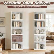 5-Tier Open Shelf Bookcase And Bookshelf, Freestanding Display Storage Shelves Narrow Cube Storage Organizer For Small Spaces Kids Bedroom Living Room Home Office Apartment, 52 Inch, White - Trắng - Xem 5