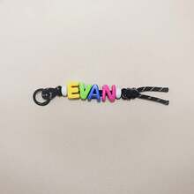 [Custom] 1pc Handmade Woven Keychain, Colorful Acrylic Letter Beads, Handmade Woven Knot, Customizable Letters, Minimalist Style, Back To School/Birthday Gift - Letter Keychain - View 44