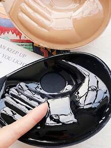 1对女士掌形聚拢隐形胸贴，无背无肩带，前扣式设计，可重复使用，完美搭配婚纱、露背装和派对服饰 - 黑色 - 查看 4