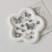 13pcs DIY Shoe Decoration Charms - Shiny Butterfly, Star, Pearl Decorative Buttons, Non-Metallic Lightweight Material, Y2K Fashion Versatile Cute Unisex, Suitable For EVA Beach Shoes, Slippers, Detachable Shoe Decor, Holiday Gift - Multicolor - View 1