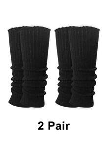 2/1pc Y2K Women's Warm Leg Lolita Style Long Socks, Wool Knitted Leg Warmers, Autumn/Winter Crochet Boot Cuffs - Multicolor - View 16