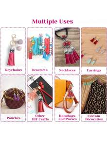 100 pièces/paquet Porte-clés à gland assorti, pendentif à gland en velours pour la fabrication de bijoux, accessoires artisanaux DIY (couleurs aléatoires) - Multicolore - Voir 2