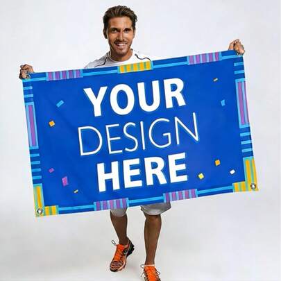 1 pieza Bandera personalizable, disponible en múltiples tamaños, personalizada con su logotipo/texto, material de poliéster duradero, ideal para decoración de fiestas interiores/exteriores, cumpleaños, decoración interior/exterior, viajes, trabajo en equipo, desfiles, diseño personalizado, bandera promocional con patrón único, perfecta para decoración navideña