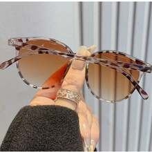 1pc Y2K Style Square Frame Retro Fashion Fashion Glasses, Unisex Daily Wear - White Leopard Print - View 3