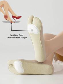1/4 Pairs Women's Toe Separator Socks, Ladies' Ultra-Thin Loafer Socks, Non-Slip Low Vamp Invisible Socks, Cushioned Fatigue Relief Socks, Suitable For High Heels, Toe Socks - Multicolor - View 6