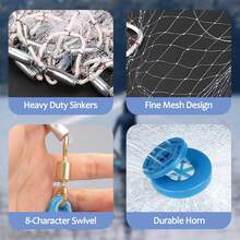 1PC Heavy Duty Saltwater Cast Fishing Net Hand Throw Bait Trap Net Equipped With Solid Steel Weight Sinkers - A - View 6