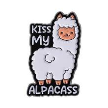 Lindo set de insignias con alpaca y oveja con texto divertido, broche de dibujos animados de animales, pin personalizado, accesorio decorativo y creativo - QHXZ5407 - Ver 10