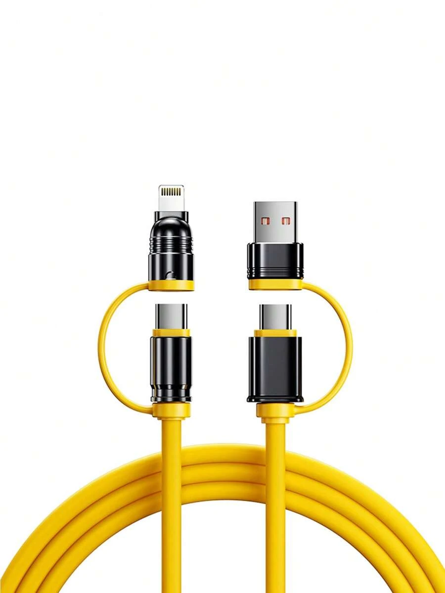 四合一 240W（最大）多功能快充线，USB A/Type-C 转 Lightning 数据线，硅胶充电线，通用充电线，兼容 /安卓/Type-C 设备，便携式充电器，通用充电适配器，兼容 17/16/15/14/13/12/11、S24/S23/S22/S21、G、Pixel 及其他 USB-C 设备，通用高效充电适配器 - 彩色 - 查看 1