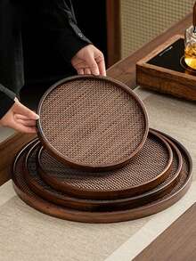 Bộ 3 khay gỗ dùng để đựng thức ăn, đồ ăn nhẹ, đồ uống, sushi, bít tết, pizza, món tráng miệng, bánh ngọt, bánh mì, bữa sáng, cà phê, trà, đĩa thịt nguội. - màu nâu - Xem 11