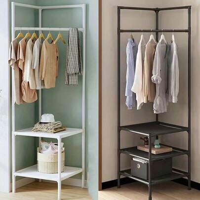 1 قطعة رف معطف قابل للفصل للركن، رف متعدد الوظائف للملابس والحقائب قائم على الأرض، رف معطف للركن في غرفة النوم والمنزل، لتخزين الملابس والأوشحة والقبعات والحقائب - مناسب لغرفة النوم والسكن الجامعي والمنزل المؤجر