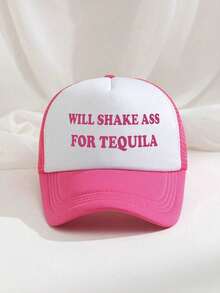 A Printed "WILL SHAKE FOR TEQUILA" Decorative Funny Sponge Mesh Hat Trucker Hat Baseball Cap Sun Hat Dad Hat, Suitable For Daily Use, Travel, Hiking, Mountain Climbing, Beach Vacation,Summer,Holiday - Multicolor - View 4