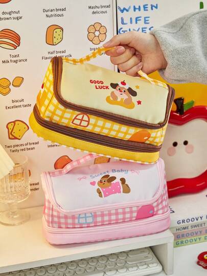 1 Peça Estojo de Lápis Vintage Novo com Padrão Xadrez, Design de Casa e Cachorro, Minimalista, de Grande Capacidade, para Homens e Mulheres Estudantes, Organizador de Suprimentos de Escritório, Bolsa para Ferramentas de Maquiagem, Acessório de Alta Qualidade para Escrivaninha, Presente do Dia dos Namorados, Suprimentos Escolares, Ferramentas de Aprendizagem, Prêmios Escolares, Itens de Sala de Aula para Professores, Essenciais de Volta às Aulas, Presente para Entes Queridos e Amigos