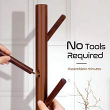 Solid Wooden Coat Rack Freestanding New Zealand Pine Brown 8 Hooks Adjustable Sizes Space Saving Coat Tree For Entryway Office Bedroom Home - Brown - View 4