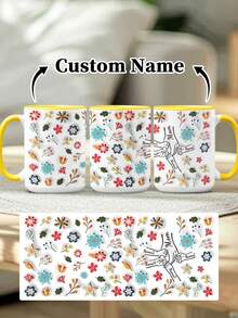 1pc 11oz/15oz Custom Mother's Day Name Mug, Personalized Coffee Cup With Printed Name. The Wrap-Around Pattern On The Mug Can Be Customized With Up To 8 Children Holding Their Mother's Hand. This Mother-Themed Mug With Floral Elements Is An Ideal Gift For Mom And A Unique, Thoughtful Present - 款式4 - 查看 58