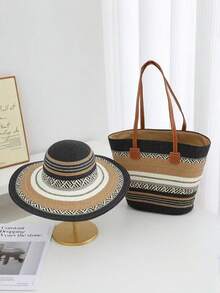 Bộ mũ và túi xách phong cách Bohemian dành cho nữ, mũ đi biển và túi tote kết hợp. - Bộ mũ và túi xách - Xem 9