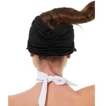 Women's Wide Brim Turban Visor With UV50+ Protection, Beach, Pool, Foldable, Adjustable, Summer - Dark Grey - View 3