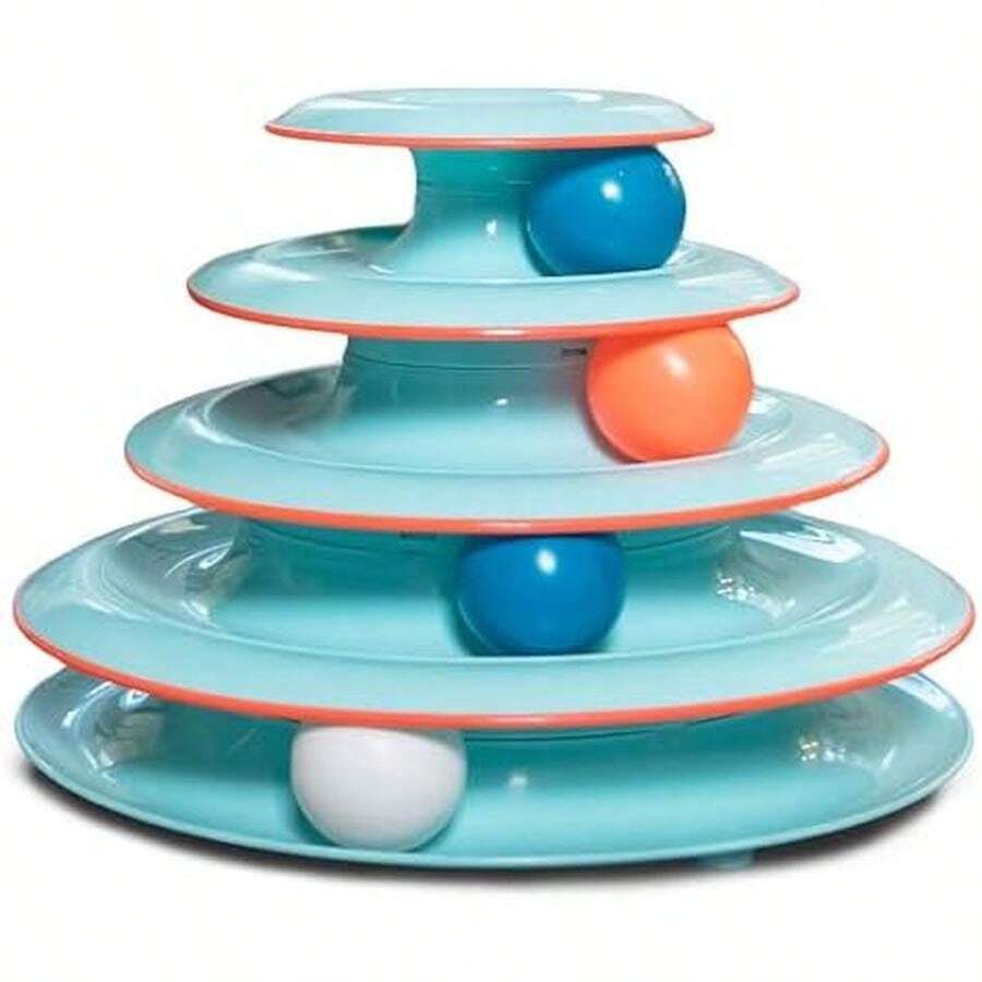 Catstages Chase Meowtain 4-Tier Interactive Cat Track Toy – 4 Spinning Balls, Non-Slip Base, Ideal For Indoor Cats, Blue - 追逐喵星人賽道塔 - 查看 1