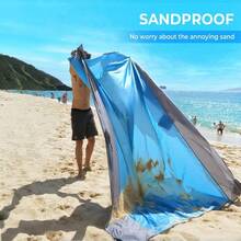 Portable Foldable Waterproof Camping Mat, Multifunctional Sandproof Beach Floor Blanket, Lightweight Outdoor Travel Picnic Cushion - Gradient Blue Trio - View 3