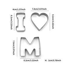 3pcs Stainless Steel Cookie Cutter Set For Mother's Day & Valentine's Day, "I Love You" & Heart Shaped Bread Mold, Home Baking Tool - Multicolor - View 8