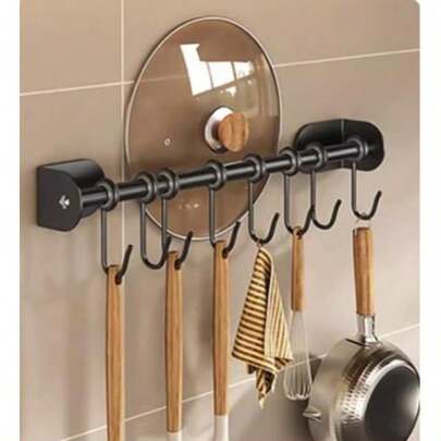 1/2 Pcs Wall Mounted Kitchen Utensil Rack, Modern Wall Rod, Storage Hooks, Movable Hanging Rack Hooks, Spatula Spoon Holder, Kitchen Utensil Storage Rack Organizer, Kitchen Supplies Storage, Kitchen Accessories