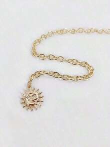 1pc Women's Fashionable Gold Metallic Sunflower Chain Waist Belt, Casual Tassel Flower Body Chain Accessory Fall, Autumn, Halloween - 金子 - 查看 4