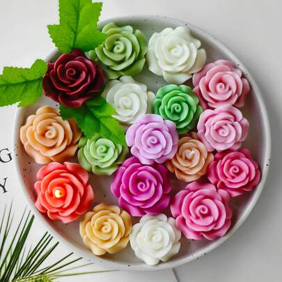 1个玫瑰香氛蜡烛硅胶模具 DIY玫瑰香氛石膏香石家居装饰硅胶模具