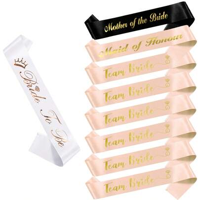 闪亮新娘单身派对配饰准新娘绶带，适用于单身派对、婚礼、新娘送礼会派对装饰