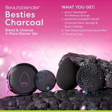 Beautyblender? | Besties Charcoal Blend &Amp; Cleanse 4-Piece Starter Set, Pro Black Makeup Sponge + Solid Charcoal Cleanser .558 Oz + Silicone Scrub Mat + Travel Case, Made In USA, Vegan, Cruelty Free - ColorA - View 8