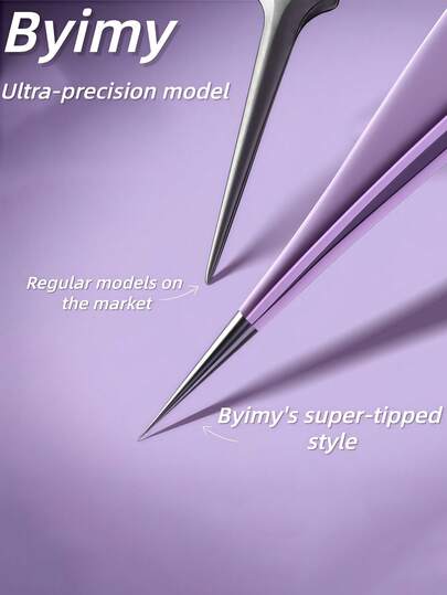 Byimy Brand Super Fine Tip Blackhead Remover Tweezers, Makeup Eyebrow Grooming Beauty Tool, Eyelash Extension Tweezer