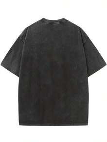 Pig Mascot - Graphic Print T-Shirt "Smokin' MEATS And CLAPPING CHEEKS", Urban Style, Men's Casual Wear, 230g Washed Cotton, Crew Neck, Short Sleeve, Comfortable And Breathable, Double-Sided Print, Summer Wear, High-Quality Design - 黑色 - 查看 2