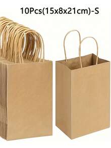 50个带提手的牛皮纸袋 - 礼品袋 - 牛皮纸束口袋 - 21 x 11 x 27 厘米 - 适用于生日、婚礼、圣诞节和派对庆祝活动 - 彩色 - 查看 15