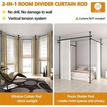 Adjustable Tension Rod For Bedroom - 28-171in Wide Room Divider Curtain Rod | Heavy Duty Floor To Ceiling Separation Partitions For Temporary Privacy | No Drilling Required - Ideal For Home Decor & Kitchen (Curtains Not Included) - Black - View 5