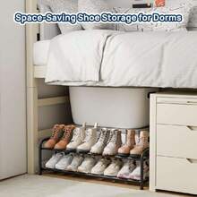 - Expandable Shoe Rack, Adjustable Shoe Organizer Shelf, Metal-Free Freestanding Shoe Rack, Black For Small Spaces (2 Tiers), 44539383 - Khaki - View 2