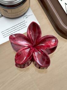 2件組扶桑花設計髮夾，8cm/3.15in 花卉髮飾，輕量塑料，時尚優雅簡約，純色，適合日常、休閒、派對、通勤、度假，適用於盤髮、馬尾、洗臉、化妝，穿搭配件海灘抓夾 - 彩色 - 查看 4