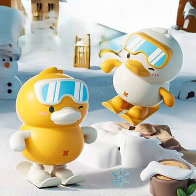1pc Newest Trending Cute Skiing Jumping Duck Wind-Up Cartoon Desktop Decor Small Gift Toy, High Aesthetic Value, Suitable For Birthday, Christmas, New Year, Valentine's Day, Halloween Gifts