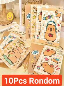 1/4pcs Soft Leather Spiral Notebook With Cute Capybara Pattern, 50 Pages, Ideal For Students, Office Gifts, Diaries, Learning Supplies, School Supplies (Mixed Color) - Multicolor - View 10
