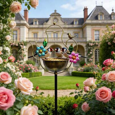 1 chiếc chậu tắm chim bằng sắt họa tiết hoa văn cổ điển nhiều màu sắc, chậu tắm chim bằng sắt hình ấm trà mùa xuân mới, máng ăn chim trang trí sân vườn, bát tắm chim ngoài trời cho ban công, quà tặng Ngày của Mẹ/tân gia, đồ trang trí đa năng cho chim uống và tắm ngoài trời, vật dụng cần thiết cho làm vườn và cảnh quan.