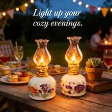 1pc Vintage Ceramic Oil Lamp, Home Tea Room Courtyard Decor Oil Lamp, Antique Kerosene Lamp, Create Ambiance, Outdoor Lighting, Home Decor, Holiday Gift, Outdoor Courtyard Atmosphere Oil Lamp, Camping Wedding Fuel Lamp, No Electricity No Oil - 1PC - View 5