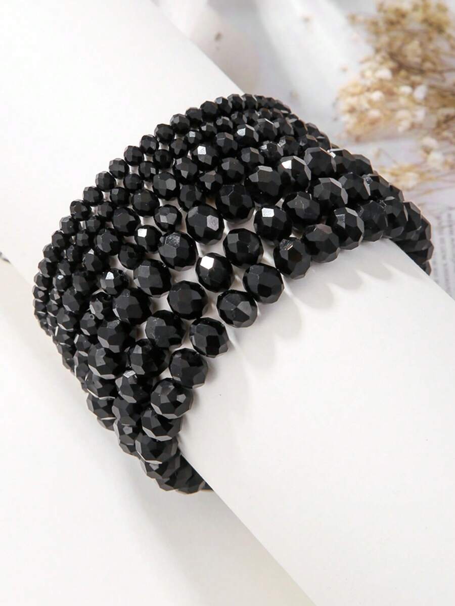 Bộ 7 vòng tay đính hạt pha lê kiểu Bohemian, đa năng, thích hợp đeo hàng ngày cho nữ (Số lượng hạt có thể thay đổi tùy theo chiều dài). - Nhiều màu - Xem 1