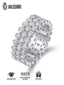 Nhẫn Moissanite bạc 925 cao cấp, không gây dị ứng, nhẫn đính hôn/cưới, thiết kế tối giản, dễ đeo hàng ngày, quà tặng cho ngày Valentine, sinh nhật, đám cưới, kèm hộp quà và giấy chứng nhận. - Bạc - Xem 2