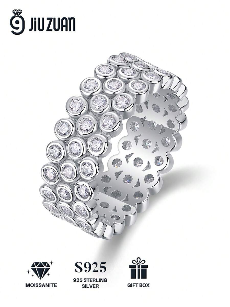 Nhẫn Moissanite bạc 925 cao cấp, không gây dị ứng, nhẫn đính hôn/cưới, thiết kế tối giản, dễ đeo hàng ngày, quà tặng cho ngày Valentine, sinh nhật, đám cưới, kèm hộp quà và giấy chứng nhận.