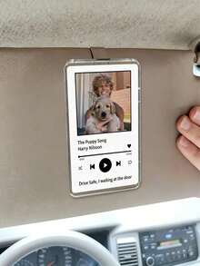 1pc Personalized Car Sun Visor Photo Frame Clip, Customized Photo Car Decor, Couples Gift, Cute Pets, Acrylic Car Sun Visor Photo Frame - Durable PMMA Material, Perfect For Couples And Pet Memorabilia, Easy To Install Dashboard Accessory, Record Precious Memories, Fits All Car Models, Car Sun Visor - A - View 5