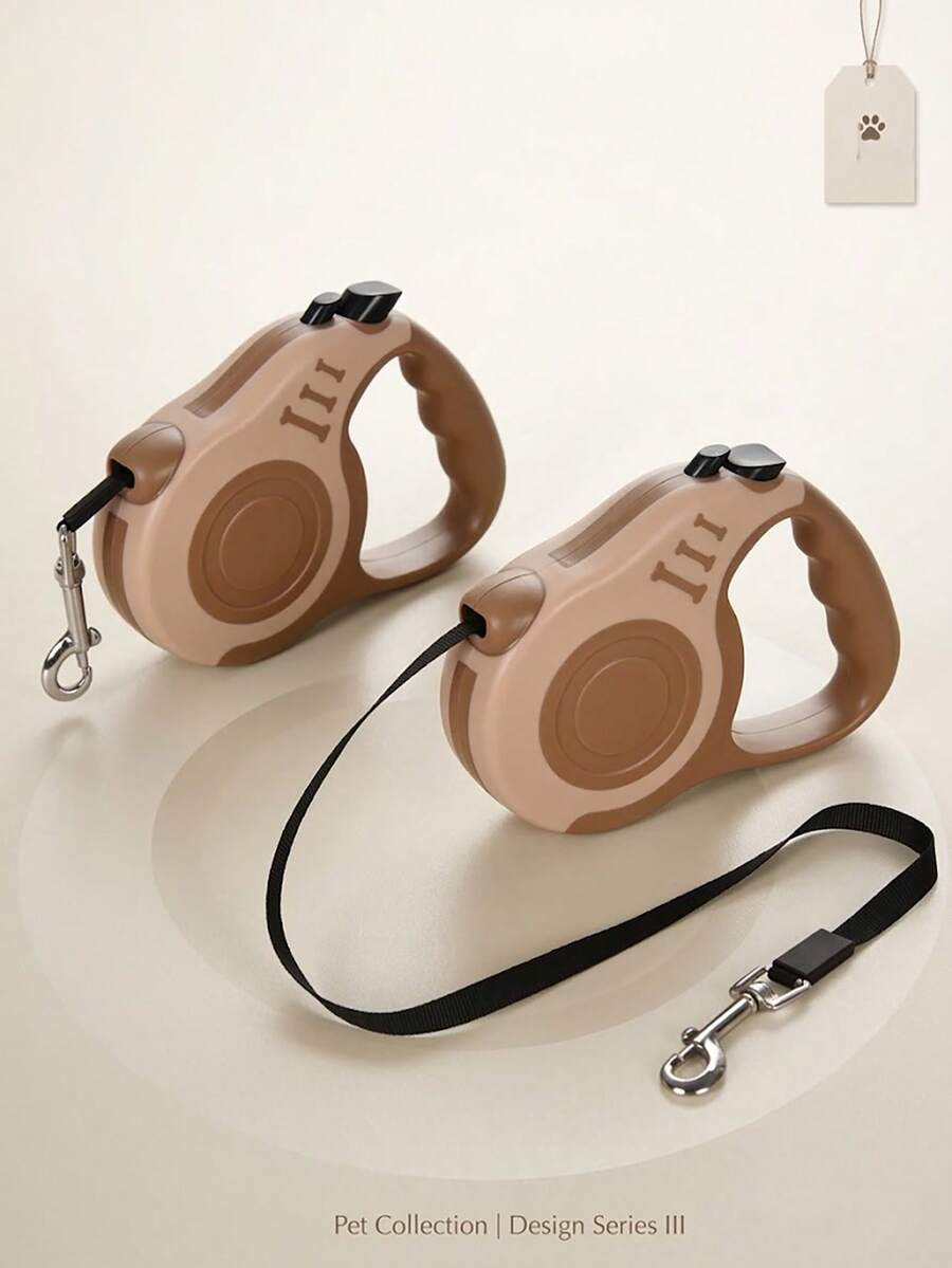 1pc 3 Meters/5m Retractable Pet Leash, Dog Outdoor Walking Leash, Automatic Extending Dog Leash, Suitable For Small & Medium Dogs, Gift For Dog Lovers - Brown - View 1