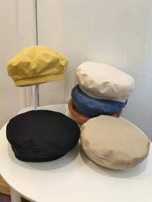 1 chiếc mũ beret bát giác kiểu Pháp cổ điển dành cho nữ, mùa thu/đông, kiểu dáng thường ngày đa năng, chất liệu mềm mại, chu vi vòng đầu rộng, mũ thợ sơn, quà tặng ngày lễ, mũ dự tiệc. - Nhiều màu - Xem 12