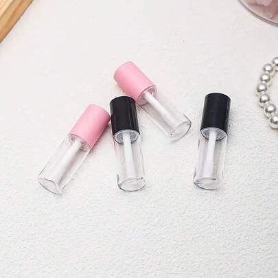 2pcs 0.1oz Refillable Transparent Mini Lip Gloss Containers, Portable Makeup Accessories For Women
