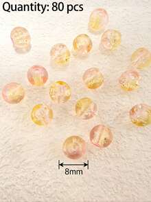 80pcs 8mm Colorful Crackle Glass Beads For DIY Crafting - Multicolor - View 2