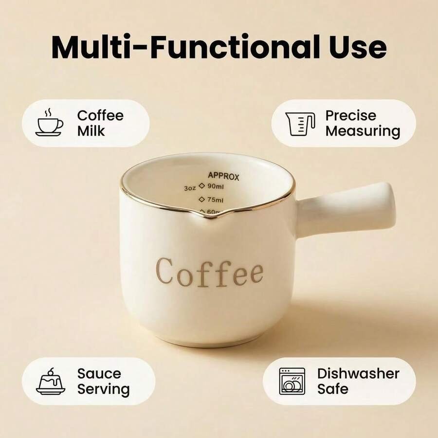 1 bình đựng sữa bằng gốm chất lượng cao, cốc pha cà phê đậm đặc, cốc espresso định lượng chính xác. - trắng - Xem 1