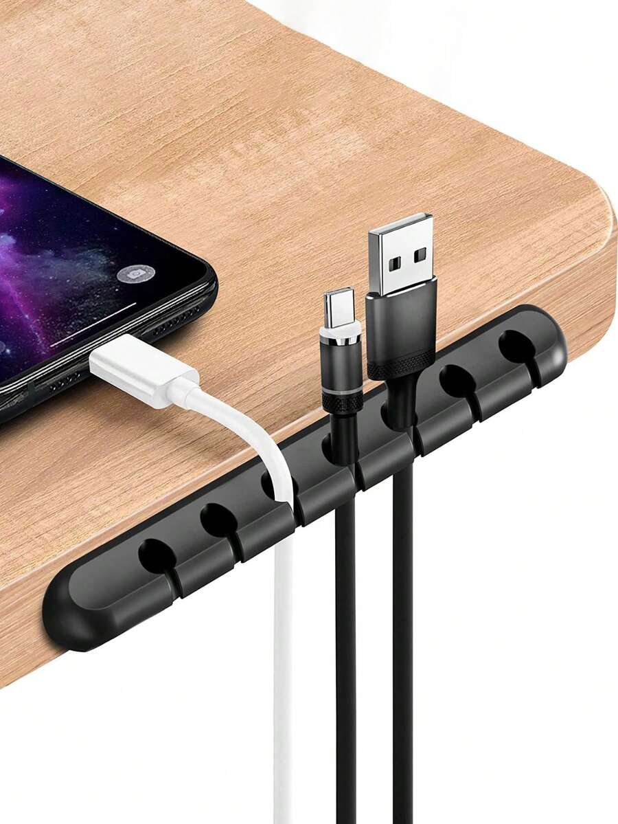 Organizador de cables multifunción con 3/5/7 agujeros, soporte para cable USB, organizador de cables multiusos, soporte para cable de carga, organizador de cable de ratón y auriculares, clip enrollador de cables para hogar/oficina/coche, accesorio doméstico - Multicolor - Ver 1